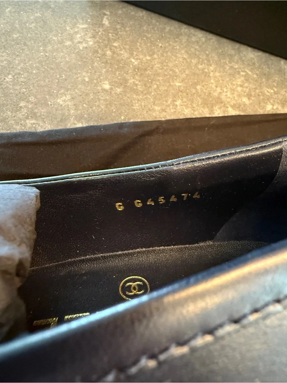 CHANEL Navy Quilted Leather Loafers with Gold CC Medallion